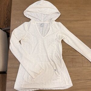 Prana White V-Neck Hoodie